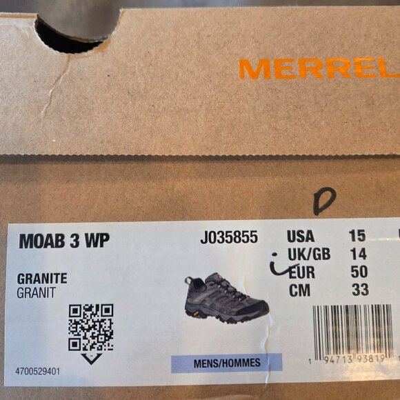 Men's Size 15 - Merrell Moab 3 WP (Jo35855) - Picture 7 of 7